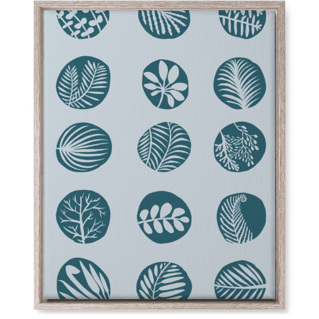 15 Round Leaves - Blue Wall Art, Rustic, Single piece, Canvas, 16x20, Blue, True Blue