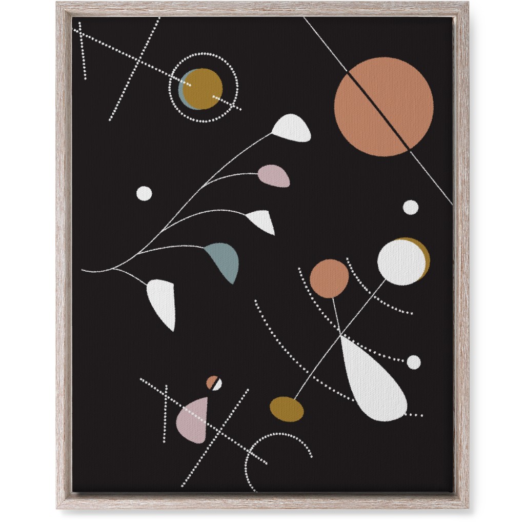 Mod Abstract Costmic Shapes - Multi on Black Wall Art, Rustic, Single piece, Canvas, 16x20, Multicolor