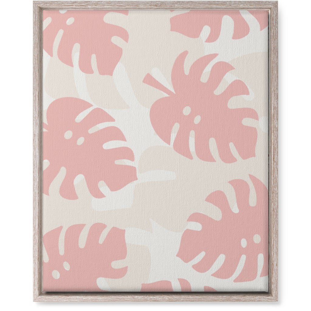 Monstera Leaves in Earth Tones Wall Art, Rustic, Single piece, Canvas, 16x20, Pink, Ballet Slipper