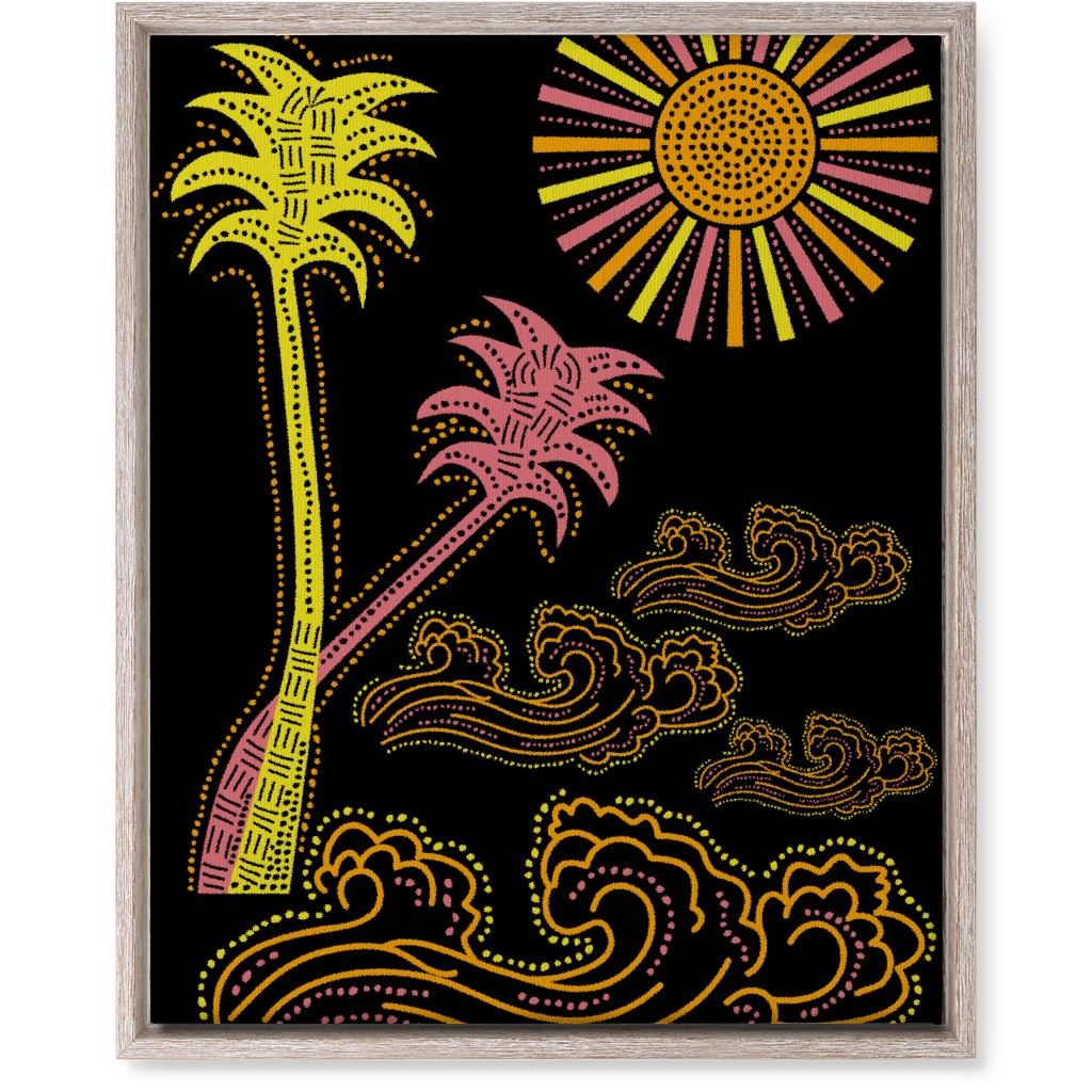 Optimistic Sunny Tropical Summer Art Wall Art, Rustic, Single piece, Canvas, 16x20, Multicolor, Black