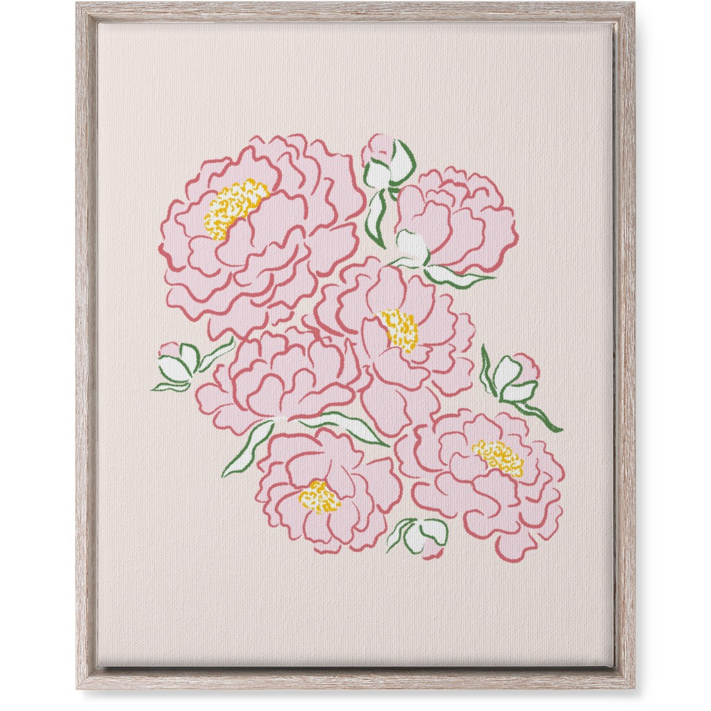 Peonies Wall Art, Rustic, Single piece, Canvas, 16x20, Pink