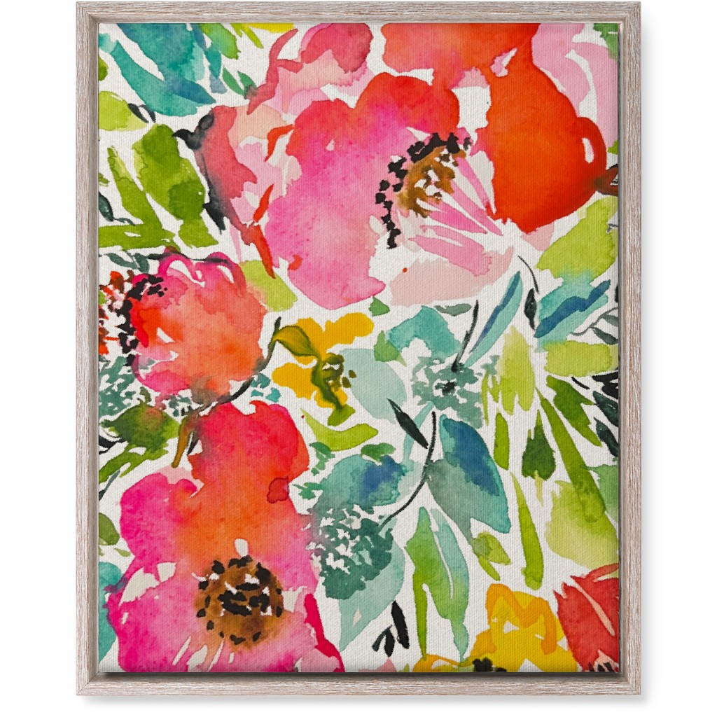 Bright Summer Florals - Multi Wall Art, Rustic, Single piece, Canvas, 16x20, Multicolor