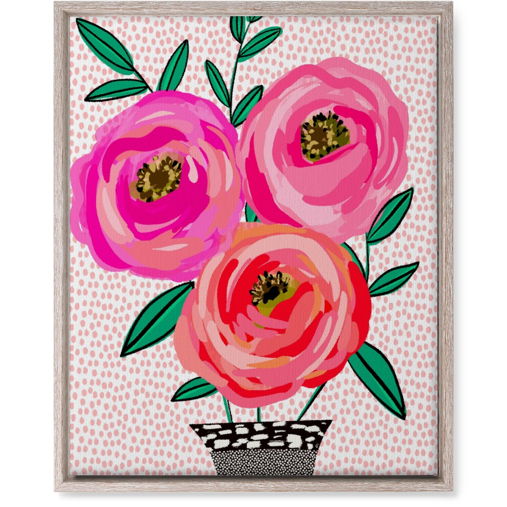 Happy Day Florals - Pink Wall Art, Rustic, Single piece, Canvas, 16x20, Pink