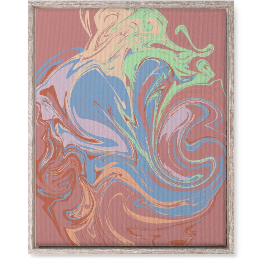 Abstract Marble Smoke Swirl - Multi on Pink Wall Art, Rustic, Single piece, Canvas, 16x20, Multicolor