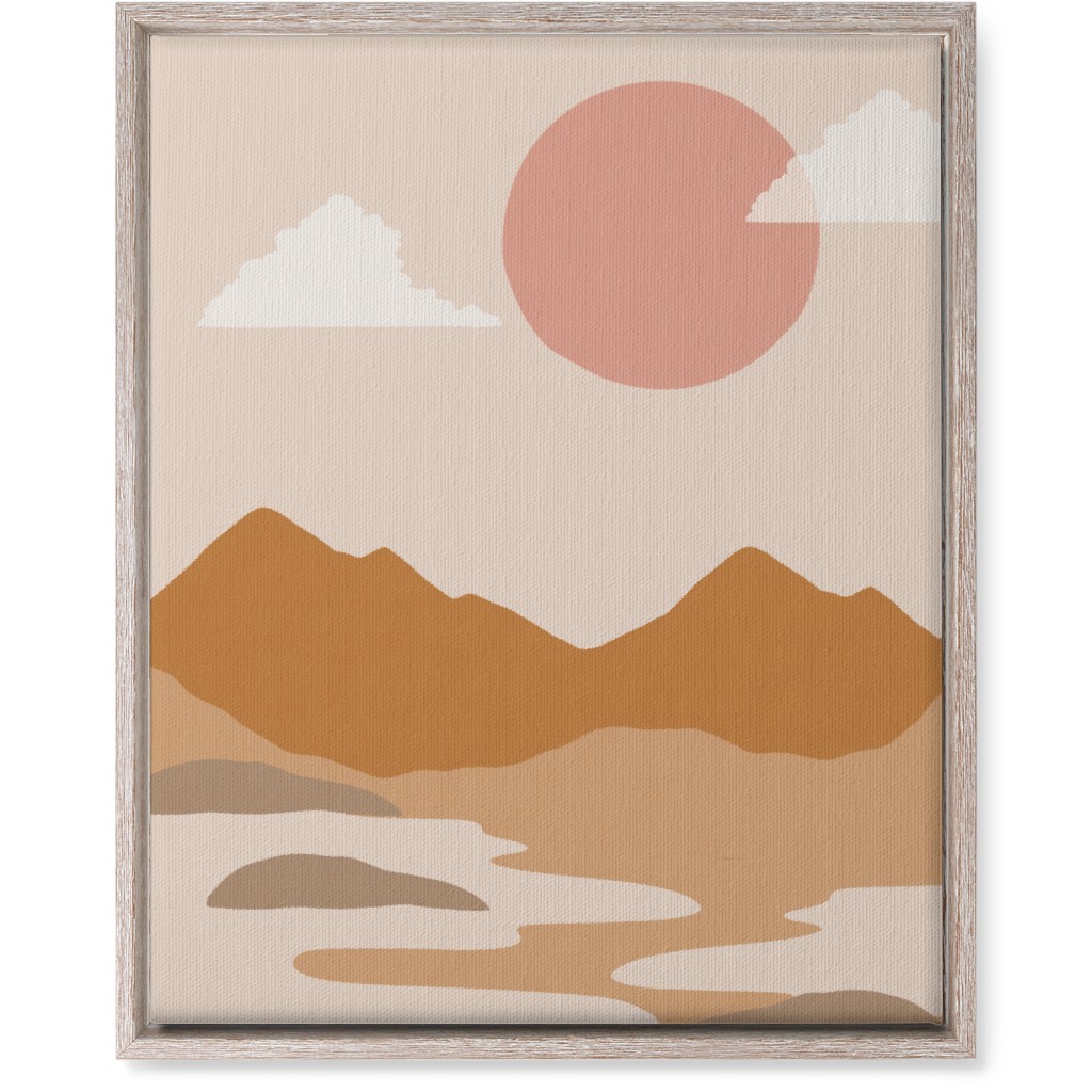 Abstract Mountain Landscape - Neutral Wall Art, Rustic, Single piece, Canvas, 16x20, Orange, Orange