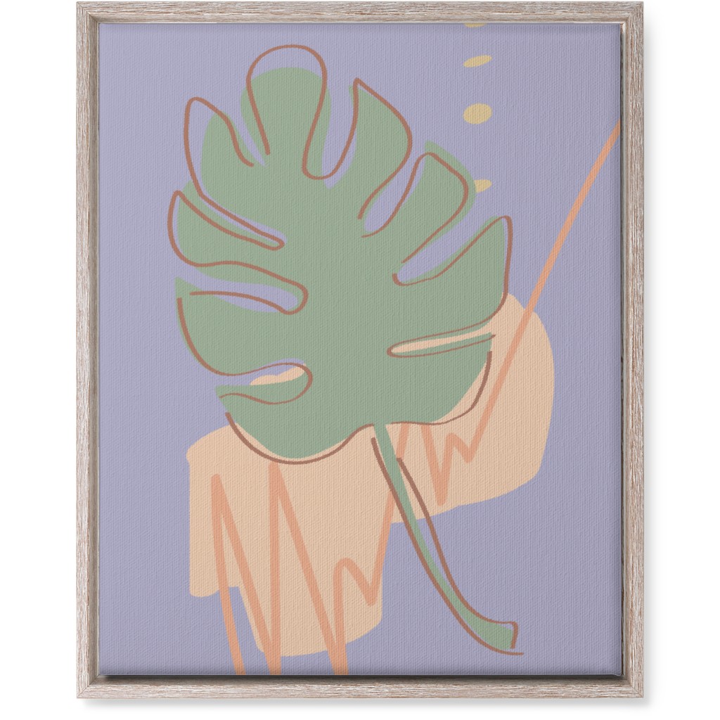 Modern Monstera Leaf - Purple and Green Wall Art, Rustic, Single piece, Canvas, 16x20, Purple