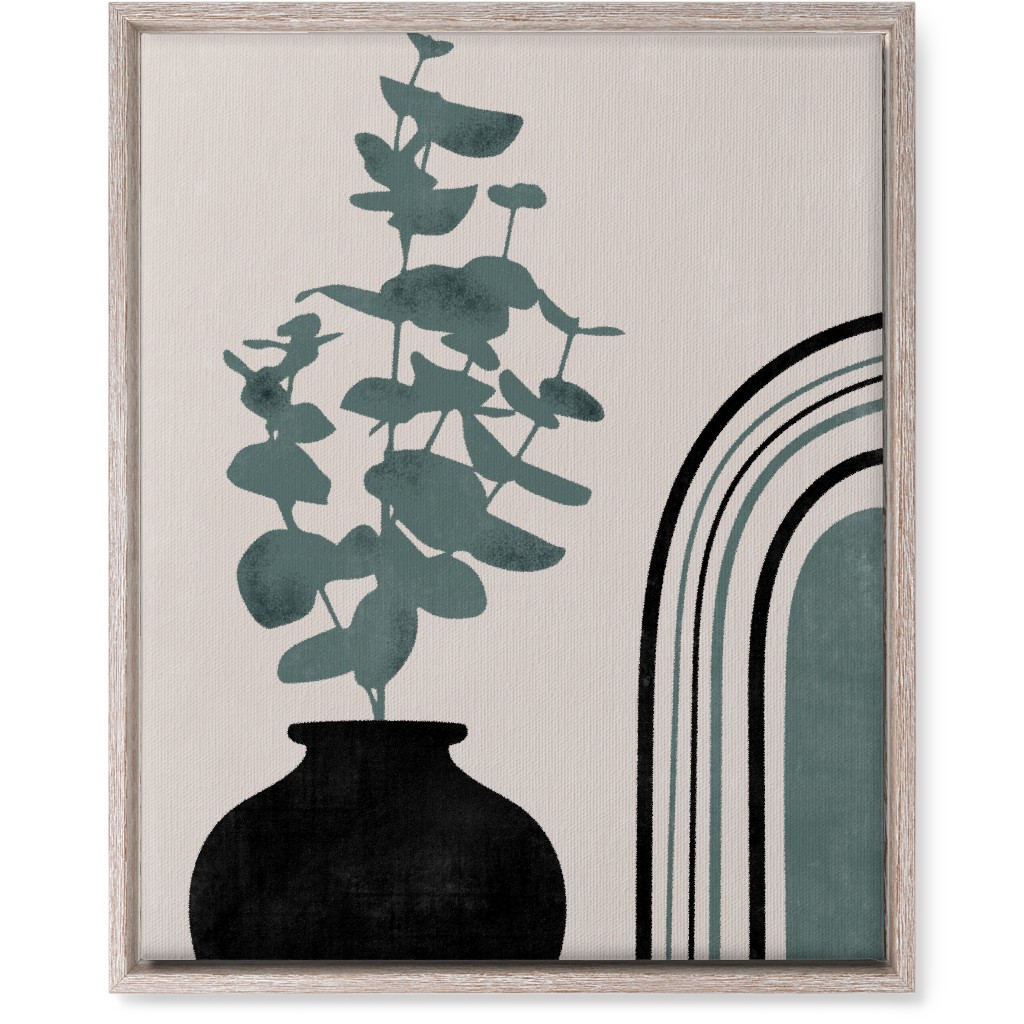 Modern Eucalytus Vase - Green and Ivory Wall Art, Rustic, Single piece, Canvas, 16x20, Green