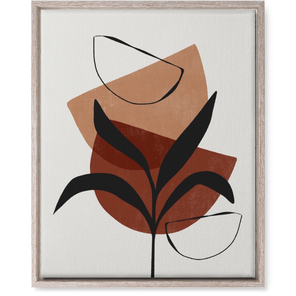 Abstract Leaf Silhouette - Terracotta and Ivory Wall Art, Rustic, Single piece, Canvas, 16x20, Brown, Brown