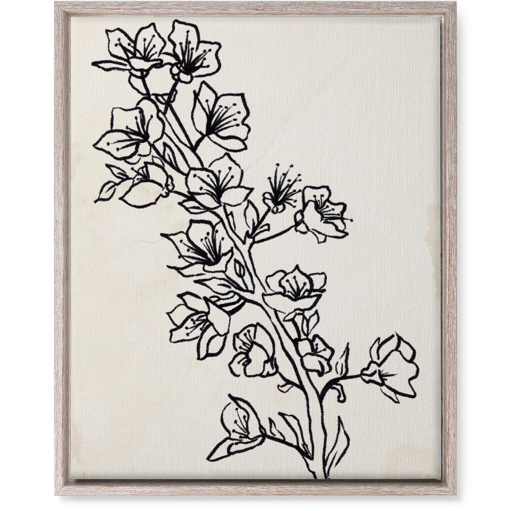 Vintage Plum Tree Sketch - Beige and Black Wall Art, Rustic, Single piece, Canvas, 16x20, Beige