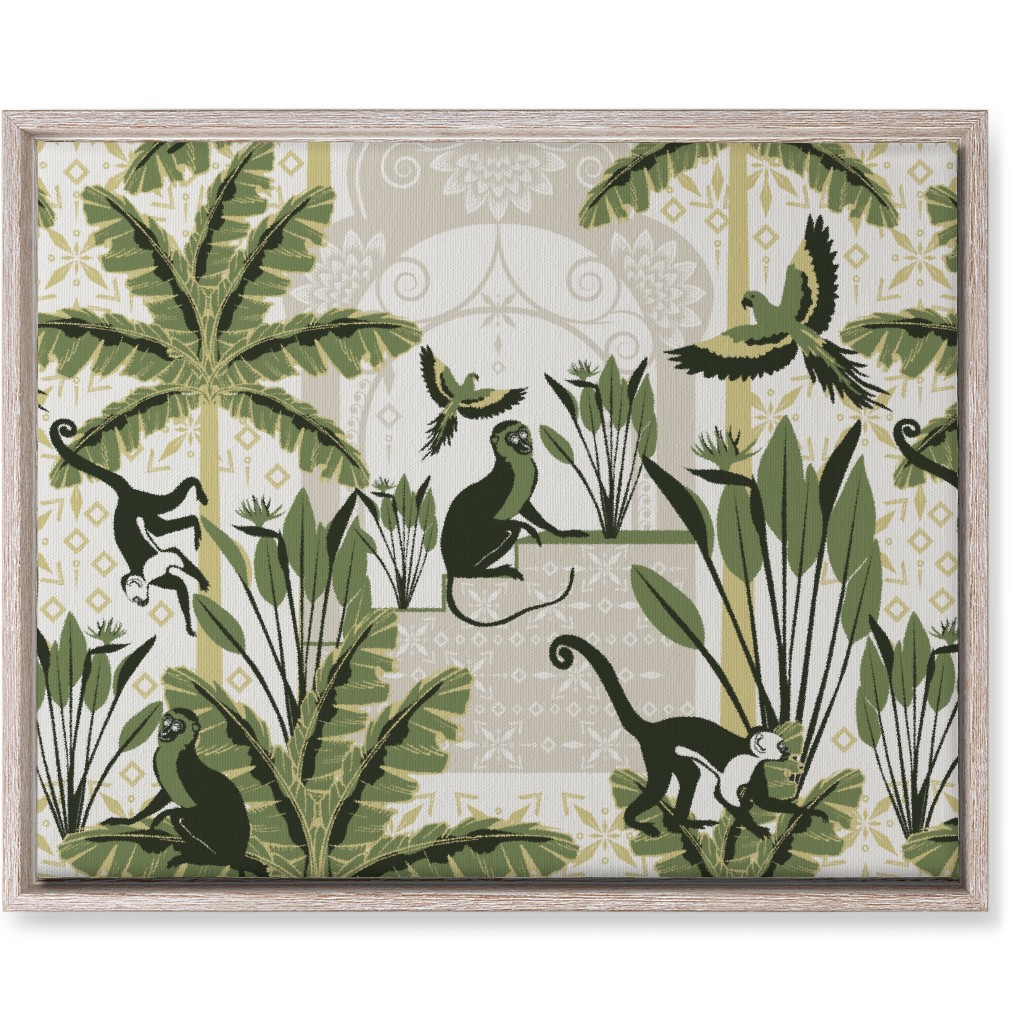 Exotic Tropical Garden Wall Art, Rustic, Single piece, Canvas, 16x20, Green, Spruce