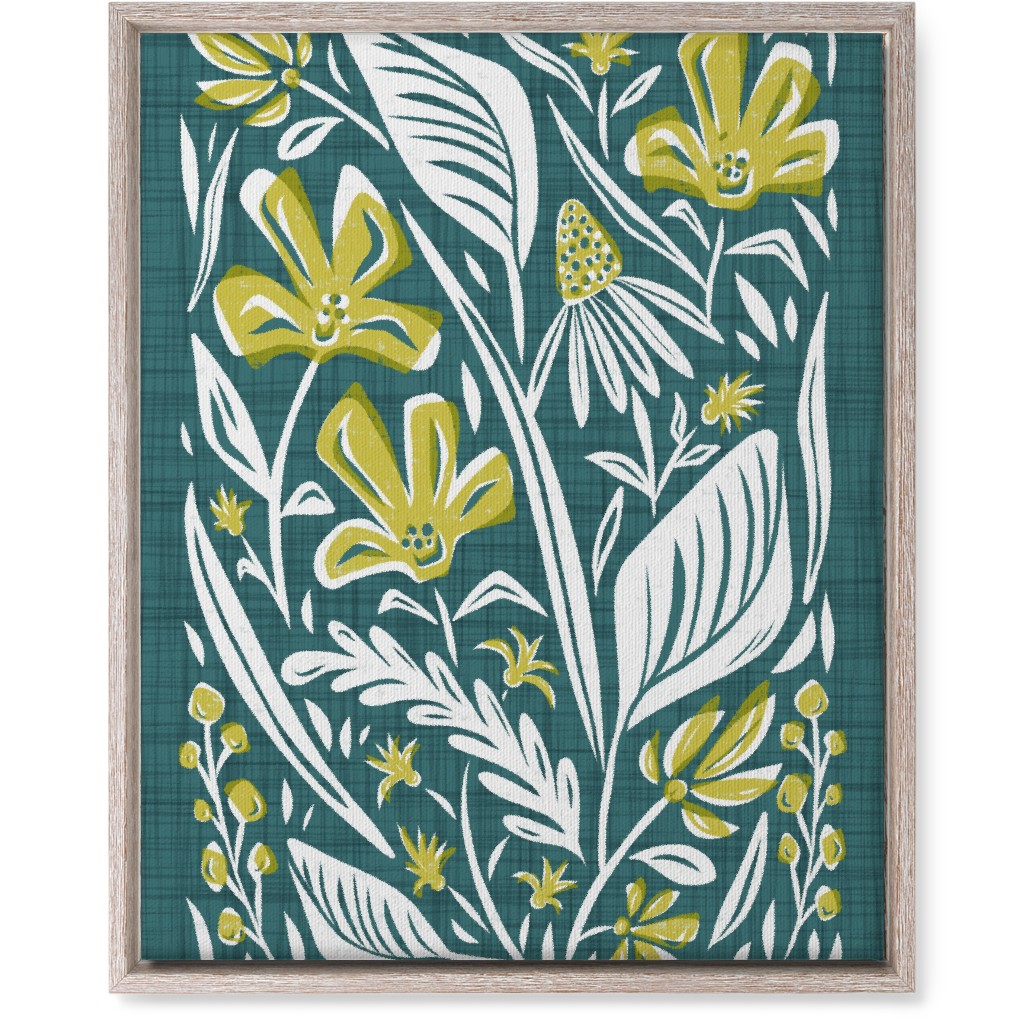 Botanique - Teal and Citron Wall Art, Rustic, Single piece, Canvas, 16x20, Green