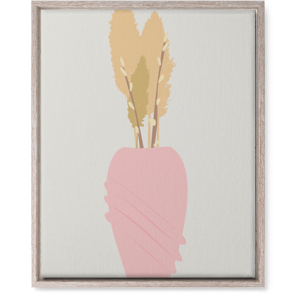 Minamalist Pampas and Willow - Pink and Beige Wall Art, Rustic, Single piece, Canvas, 16x20, Pink