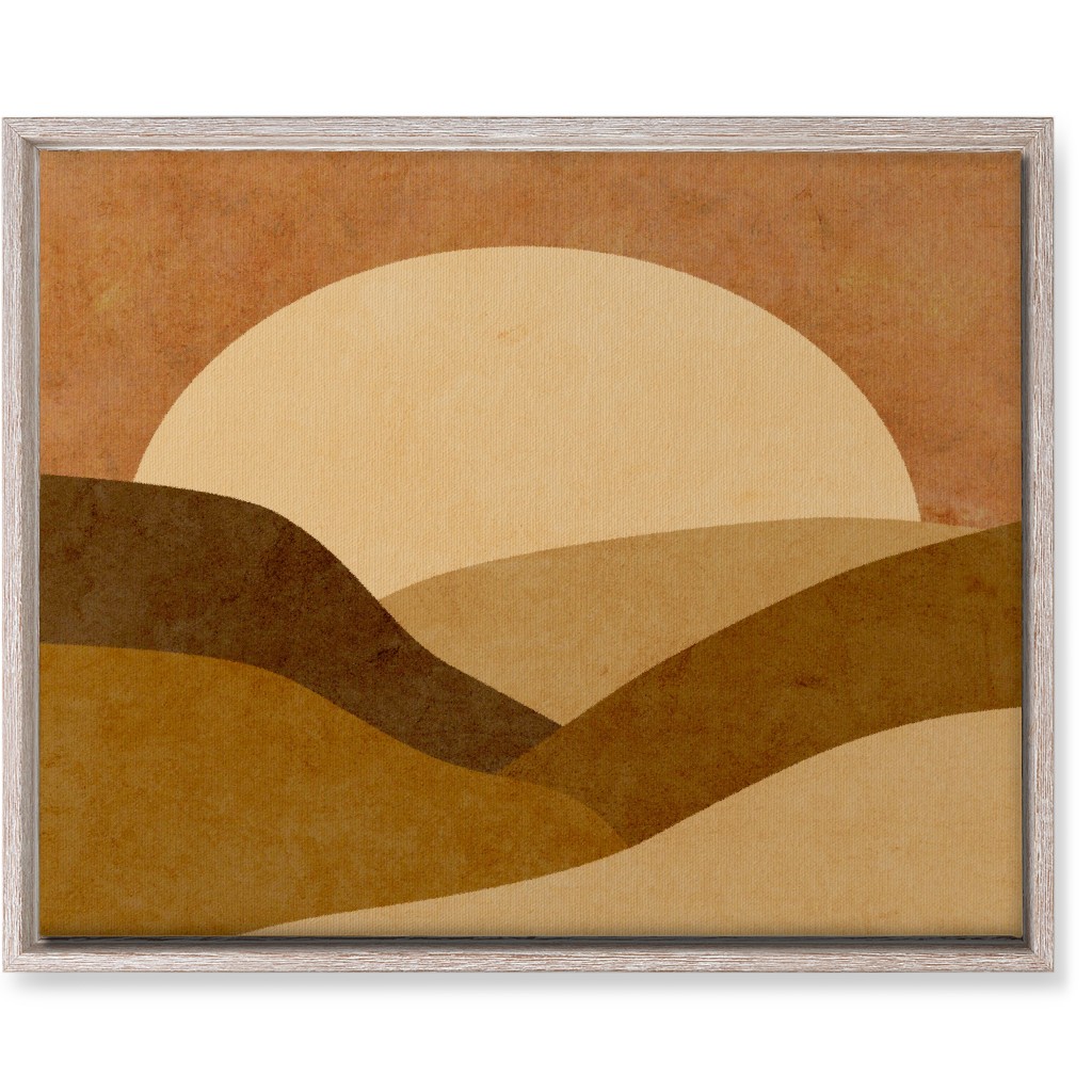 Mountains At Dusk Wall Art, Rustic, Single piece, Canvas, 16x20, Brown, Ochre
