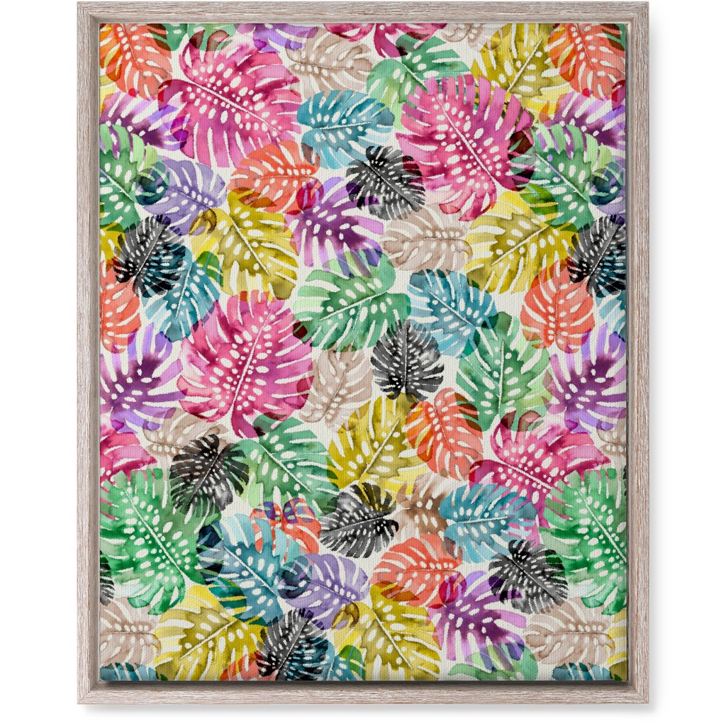 Tropical Monstera Leaves - Bold Wall Art, Rustic, Single piece, Canvas, 16x20, Multicolor