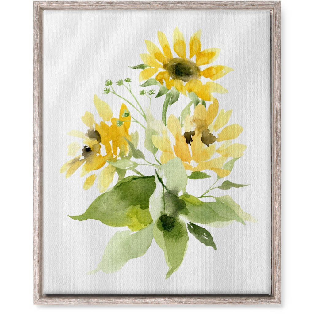 Bunch of Sunflowers Watercolor - Yellow Wall Art, Rustic, Single piece, Canvas, 16x20, Yellow