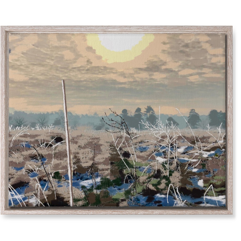 Winter Sun Over the Marsh Wall Art, Rustic, Single piece, Canvas, 16x20, Blue, True Blue