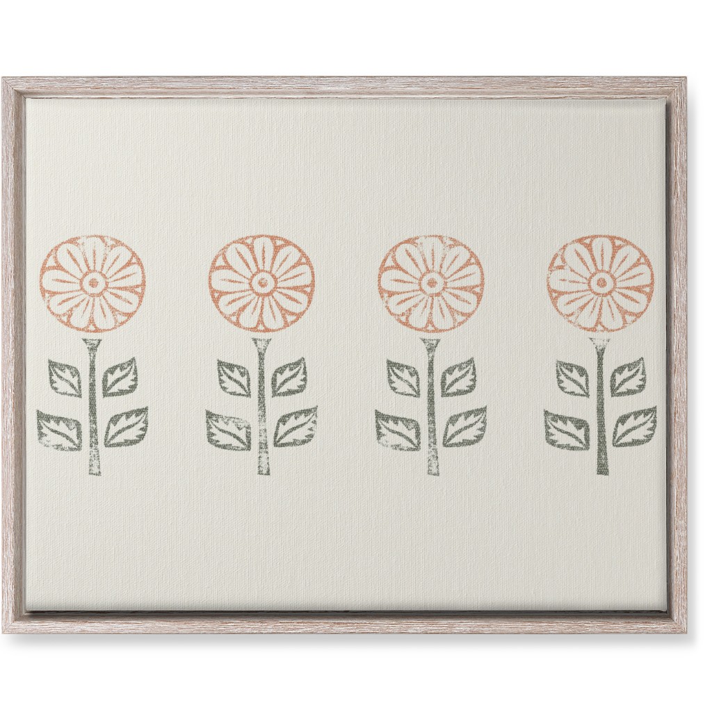 Floral Block Print Ii Wall Art, Rustic, Single piece, Canvas, 16x20, Pink, Alpaca