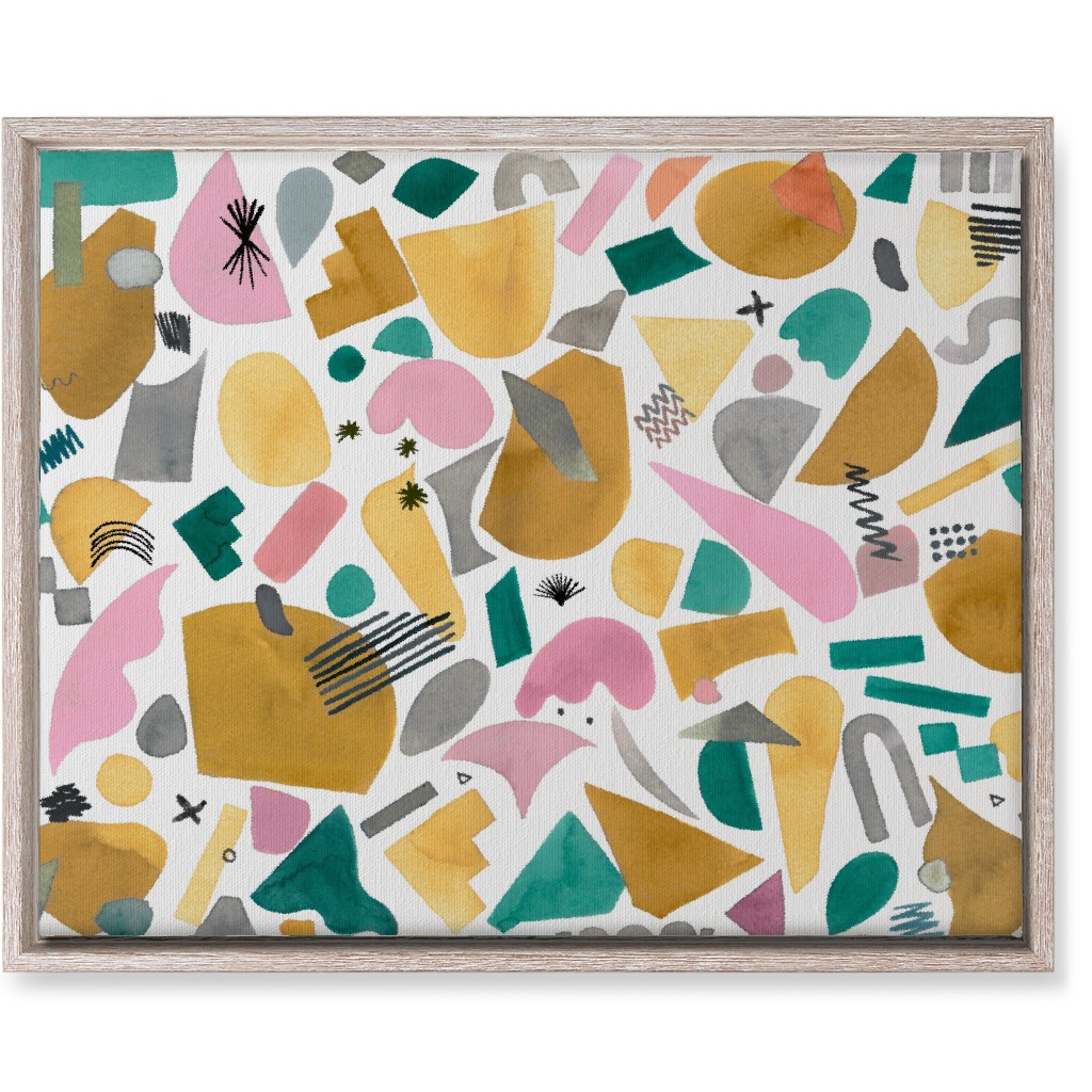 Abstract Geo Pieces - Pink Wall Art, Rustic, Single piece, Canvas, 16x20, Multicolor