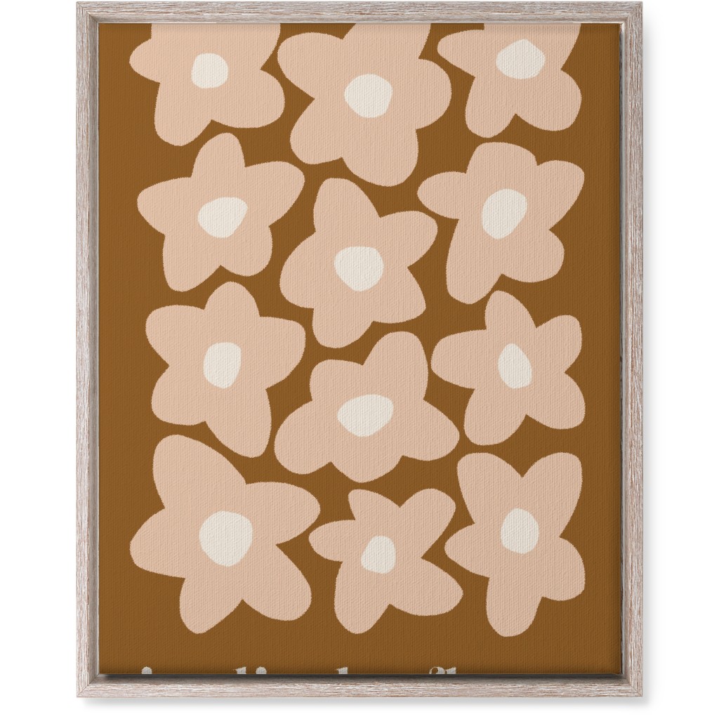 Botanical Graphic Retro Flower Garden Wall Art, Rustic, Single piece, Canvas, 16x20, Brown, Nutmeg