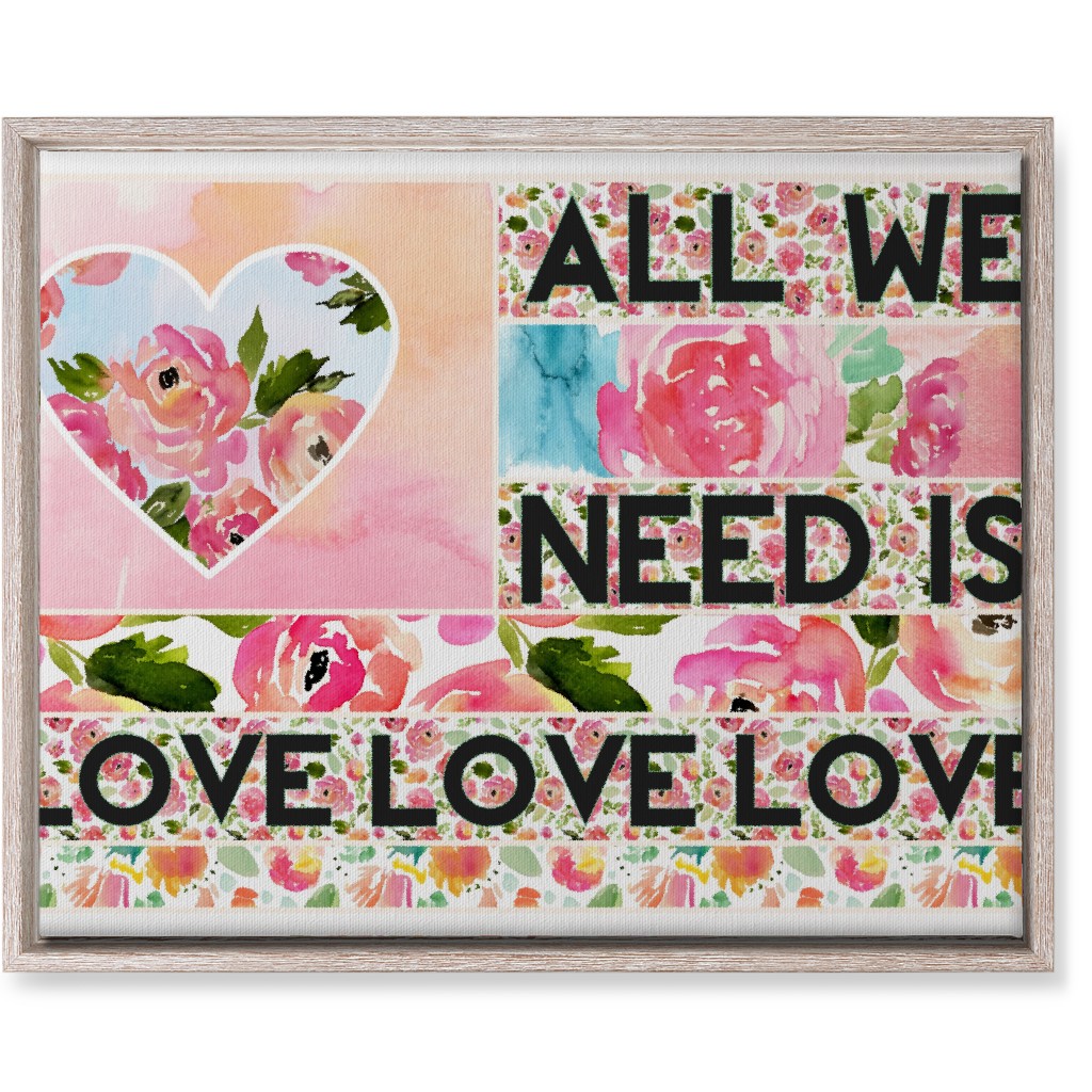 All We Need Is Love - Pink Wall Art, Rustic, Single piece, Canvas, 16x20, Pink