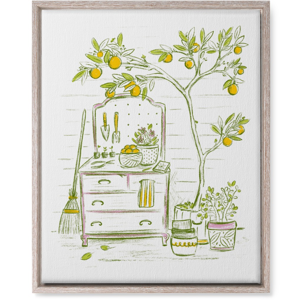 Lemon Tree - Yellow on White Wall Art, Rustic, Single piece, Canvas, 16x20, Yellow