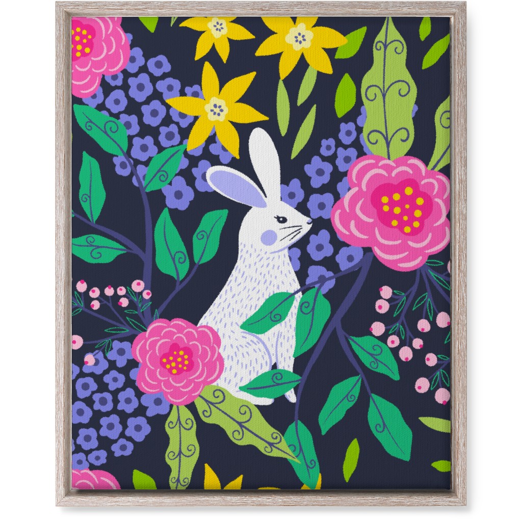 Botanical Bunny - Multi Wall Art, Rustic, Single piece, Canvas, 16x20, Multicolor
