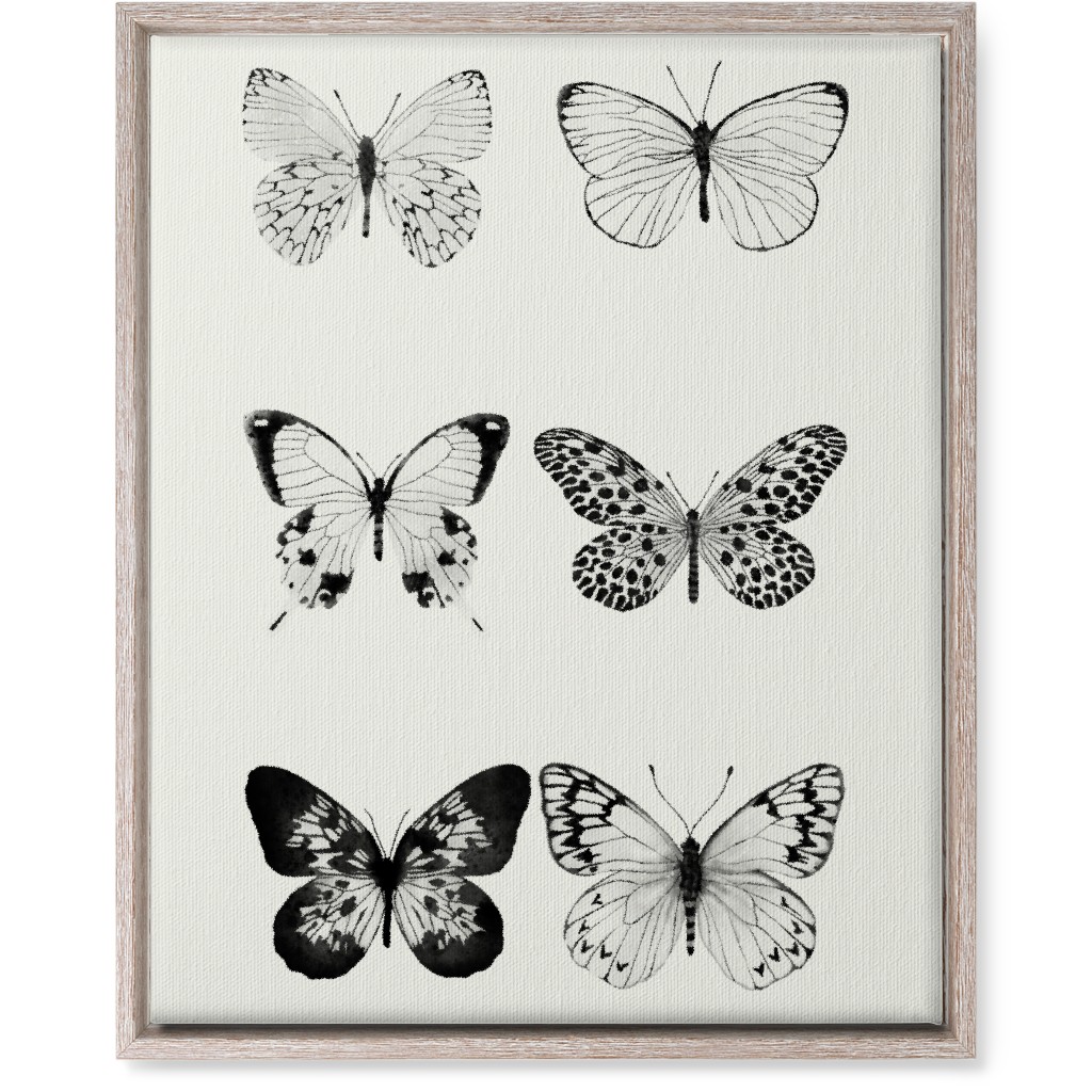 Butterflies Pairs Wall Art, Rustic, Single piece, Canvas, 16x20, Black