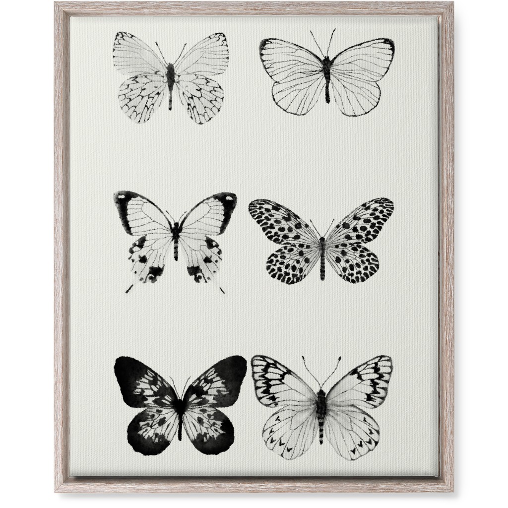 Butterflies Pairs Wall Art, Rustic, Single piece, Canvas, 16x20, Black, Coal