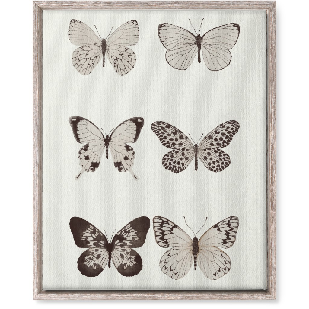 Butterflies Pairs Wall Art, Rustic, Single piece, Canvas, 16x20, Gray, Rye