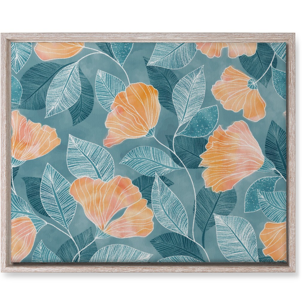 Rose of Sharon - Pink & Blue Wall Art, Rustic, Single piece, Canvas, 16x20, Blue