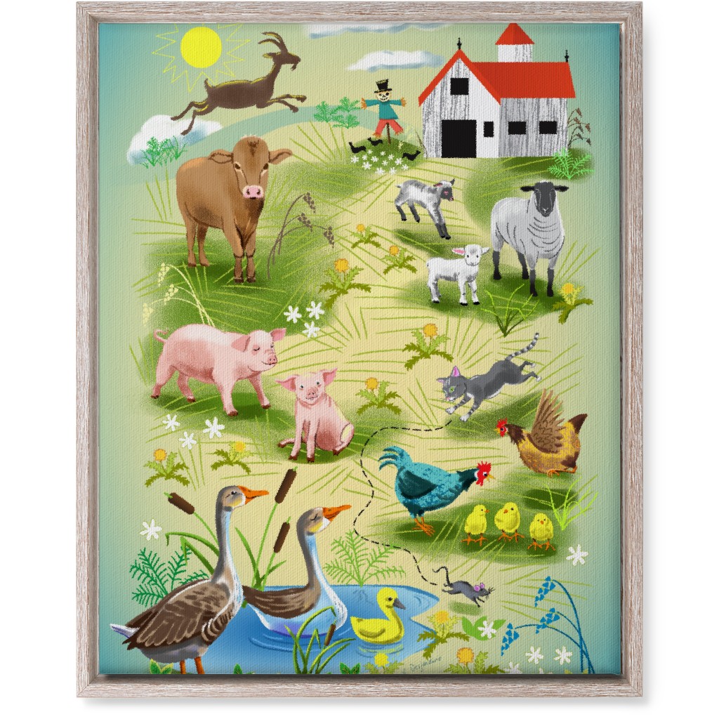 Animals on the Farm - Multi Wall Art, Rustic, Single piece, Canvas, 16x20, Multicolor