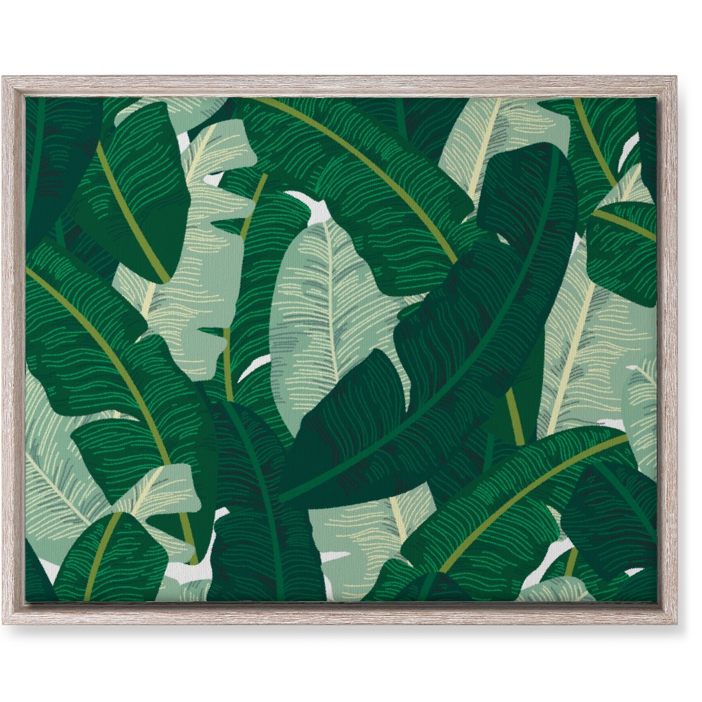 Classic Banana Leaves - Palm Springs Green Wall Art, Rustic, Single piece, Canvas, 16x20, Green