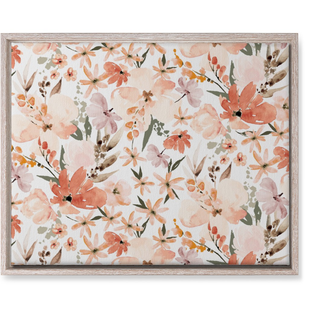 Earth Tone Floral Summer in Peach & Apricot Wall Art, Rustic, Single piece, Canvas, 16x20, Pink