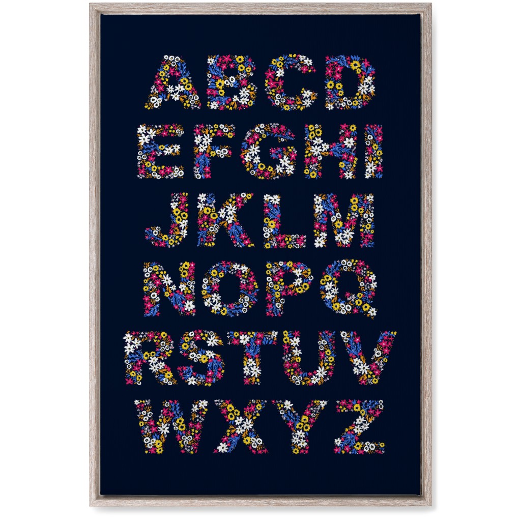 Rustic Wildflower Alphabet Wall Art, Rustic, Single piece, Canvas, 20x30, Blue, Dark Blue