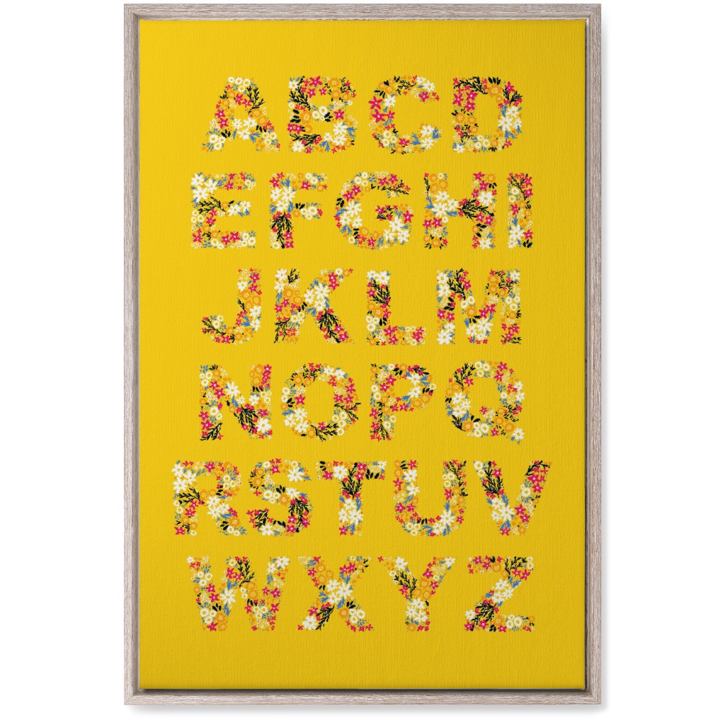 Rustic Wildflower Alphabet Wall Art, Rustic, Single piece, Canvas, 20x30, Yellow