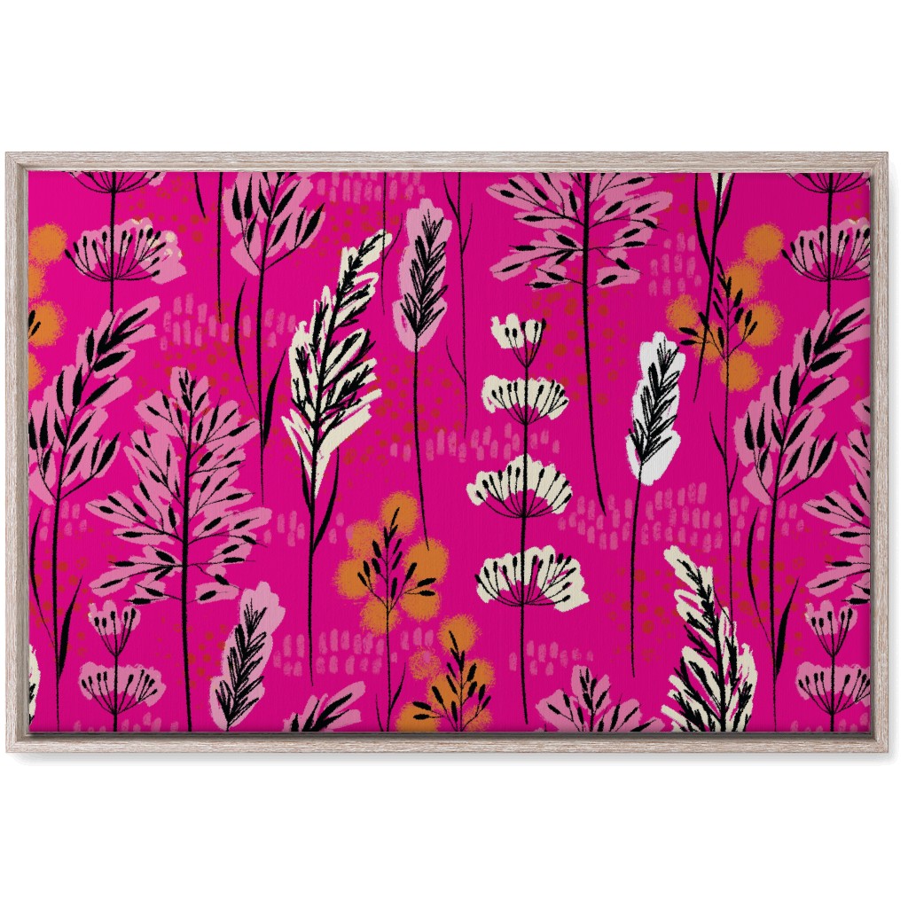 Wild Grasses on Pink Skies Wall Art, Rustic, Single piece, Canvas, 20x30, Pink, Bright Pink