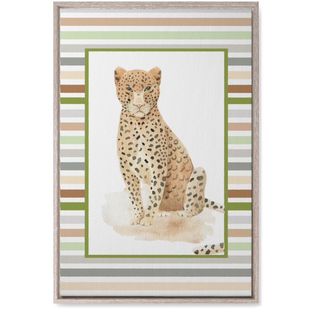 Jungle Safari Animals and Stripes - Leopard Wall Art, Rustic, Single piece, Canvas, 20x30, Multicolor