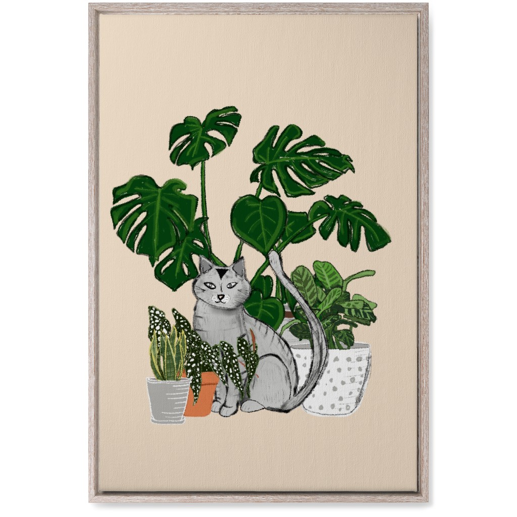 Indoor Garden Cat Wall Art, Rustic, Single piece, Canvas, 20x30, Multicolor