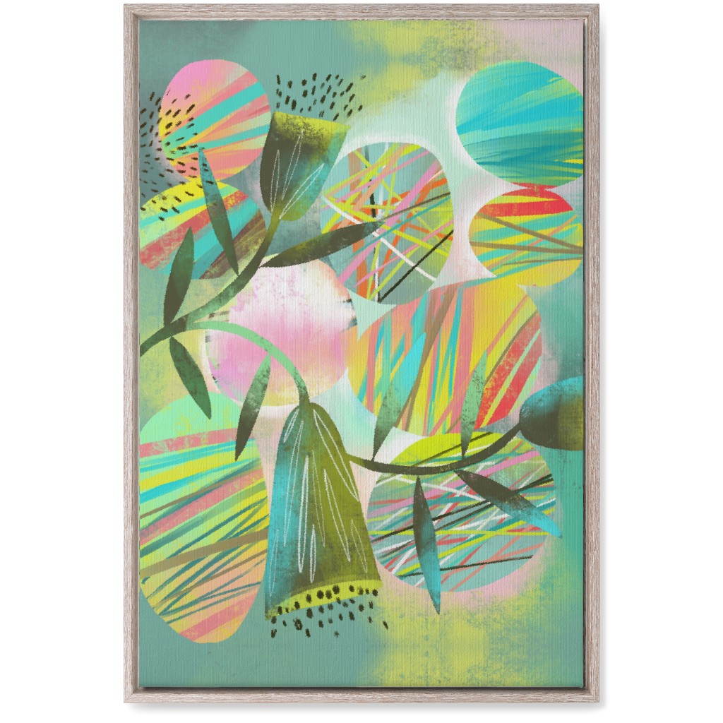 Botanical Abstract Playground - Multi Wall Art, Rustic, Single piece, Canvas, 20x30, Green