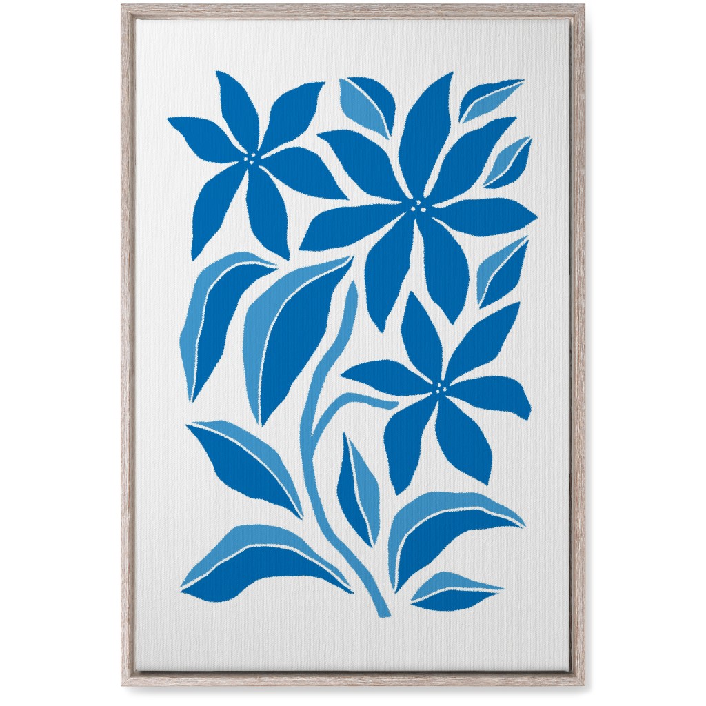 Minimalist Block Botanical Floral - Blue Wall Art, Rustic, Single piece, Canvas, 20x30, Blue