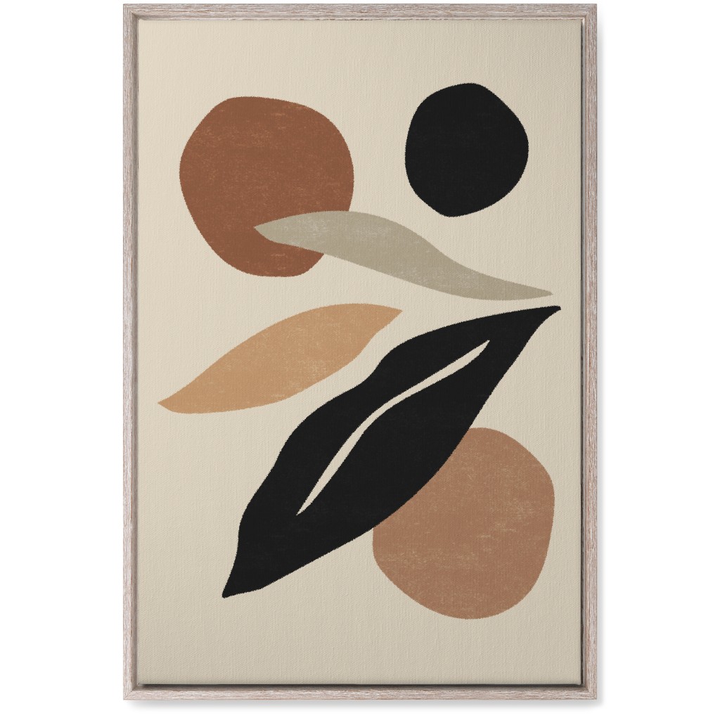 Abstract Shape and Leaf Collage - Neutral Wall Art, Rustic, Single piece, Canvas, 20x30, Beige, Pearl