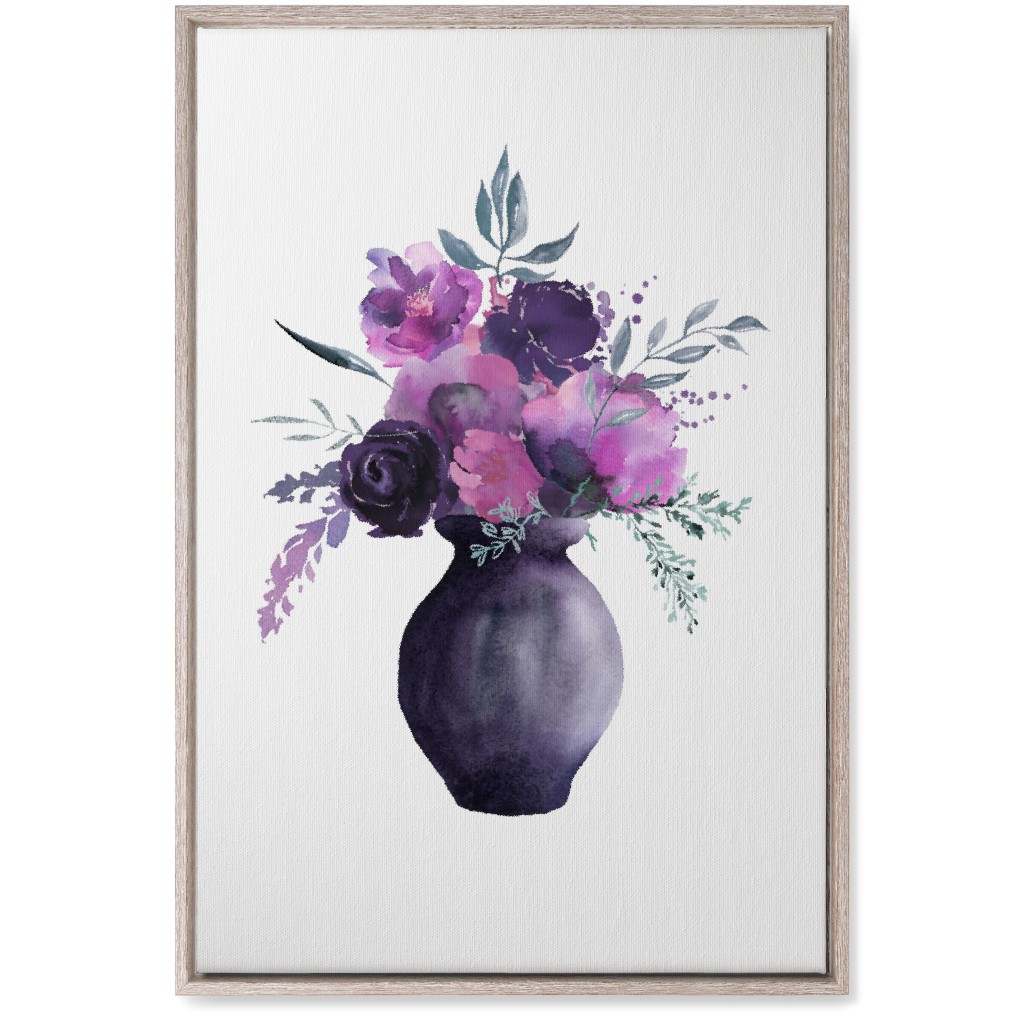 Flowers in a Vase Wall Art, Rustic, Single piece, Canvas, 20x30, Purple