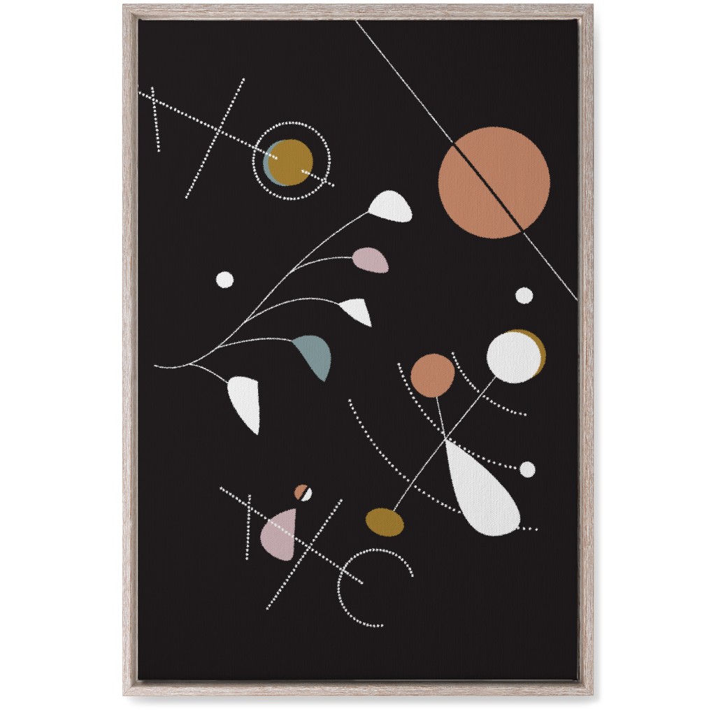 Mod Abstract Costmic Shapes - Multi on Black Wall Art, Rustic, Single piece, Canvas, 20x30, Multicolor