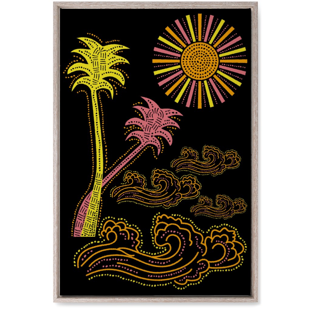 Optimistic Sunny Tropical Summer Art Wall Art, Rustic, Single piece, Canvas, 20x30, Multicolor, Black