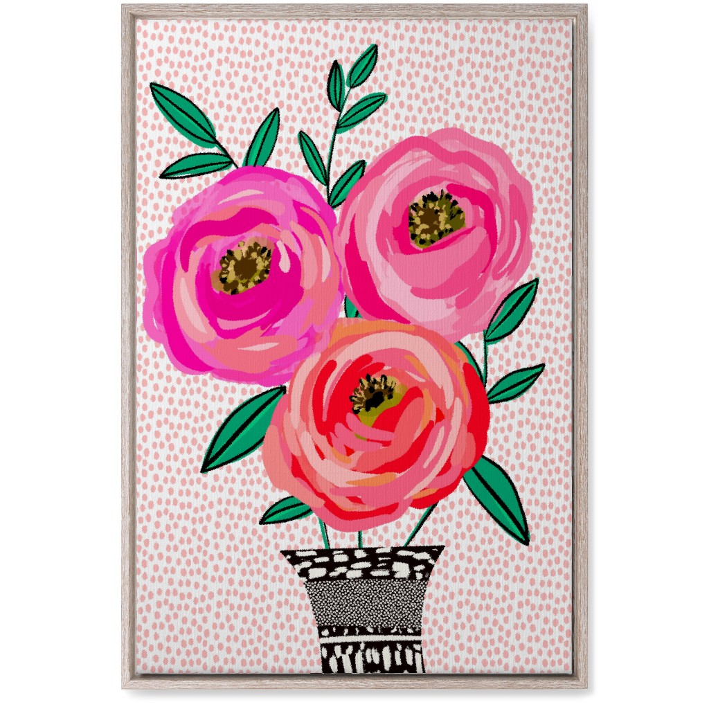 Happy Day Florals - Pink Wall Art, Rustic, Single piece, Canvas, 20x30, Pink