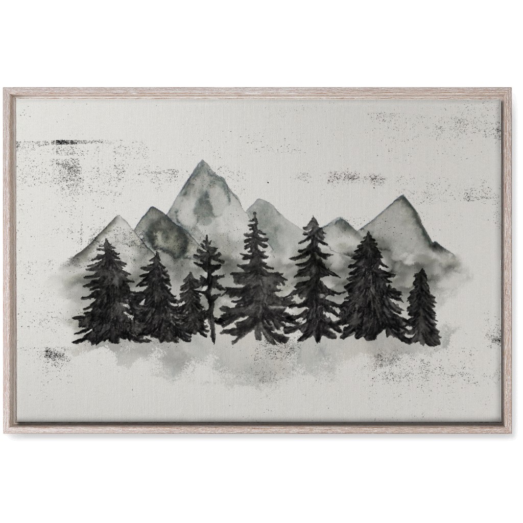 Pines and Mountains - Gray Wall Art, Rustic, Single piece, Canvas, 20x30, Black
