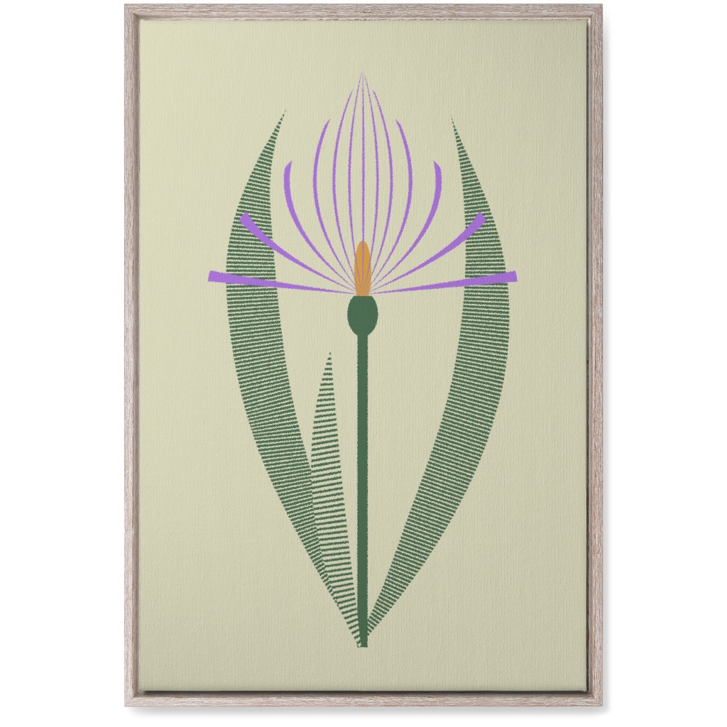 Abstract Lily Flower - Purple on Beige Wall Art, Rustic, Single piece, Canvas, 20x30, Purple