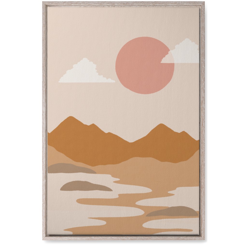 Abstract Mountain Landscape - Neutral Wall Art, Rustic, Single piece, Canvas, 20x30, Orange, Orange
