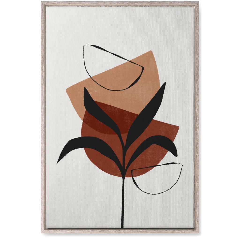 Abstract Leaf Silhouette - Terracotta and Ivory Wall Art, Rustic, Single piece, Canvas, 20x30, Brown, Brown