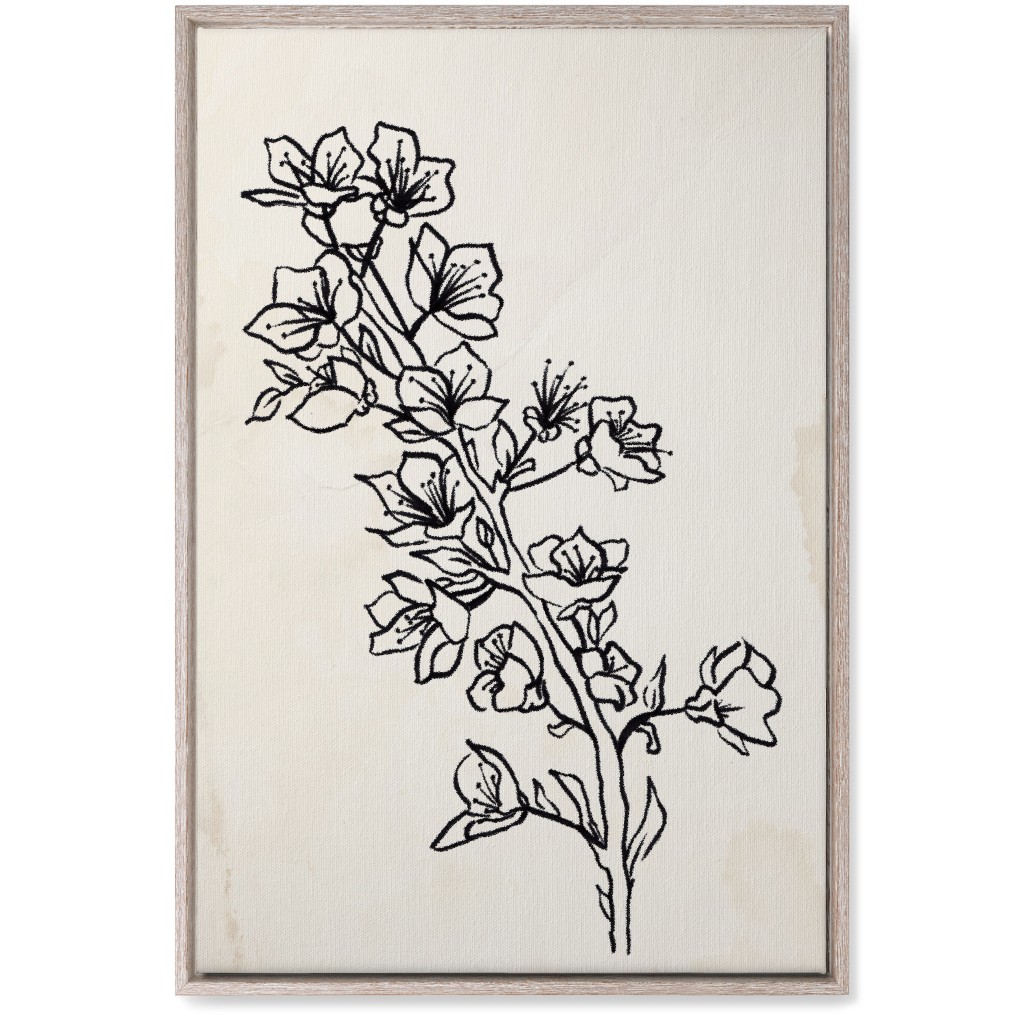 Vintage Plum Tree Sketch - Beige and Black Wall Art, Rustic, Single piece, Canvas, 20x30, Beige